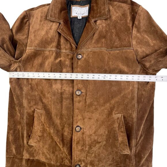 Vintage Wilsons Leather M. Julian Leather Jacket Size XL Brown Roughout Long - Picture 12 of 14